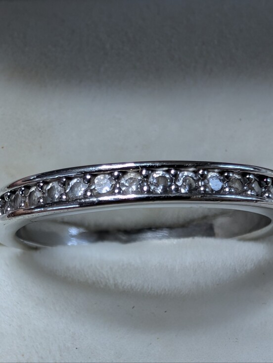 Jewelry - Spectacular Petite Round Cut Channel Set Silver Band Wedding Band Ring. Size 7